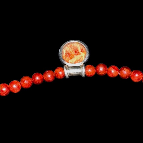 Red Sponge Coral Sterling Silver pendant and necklace with bracelet 18” & 7-7.5” - Picture 4 of 10